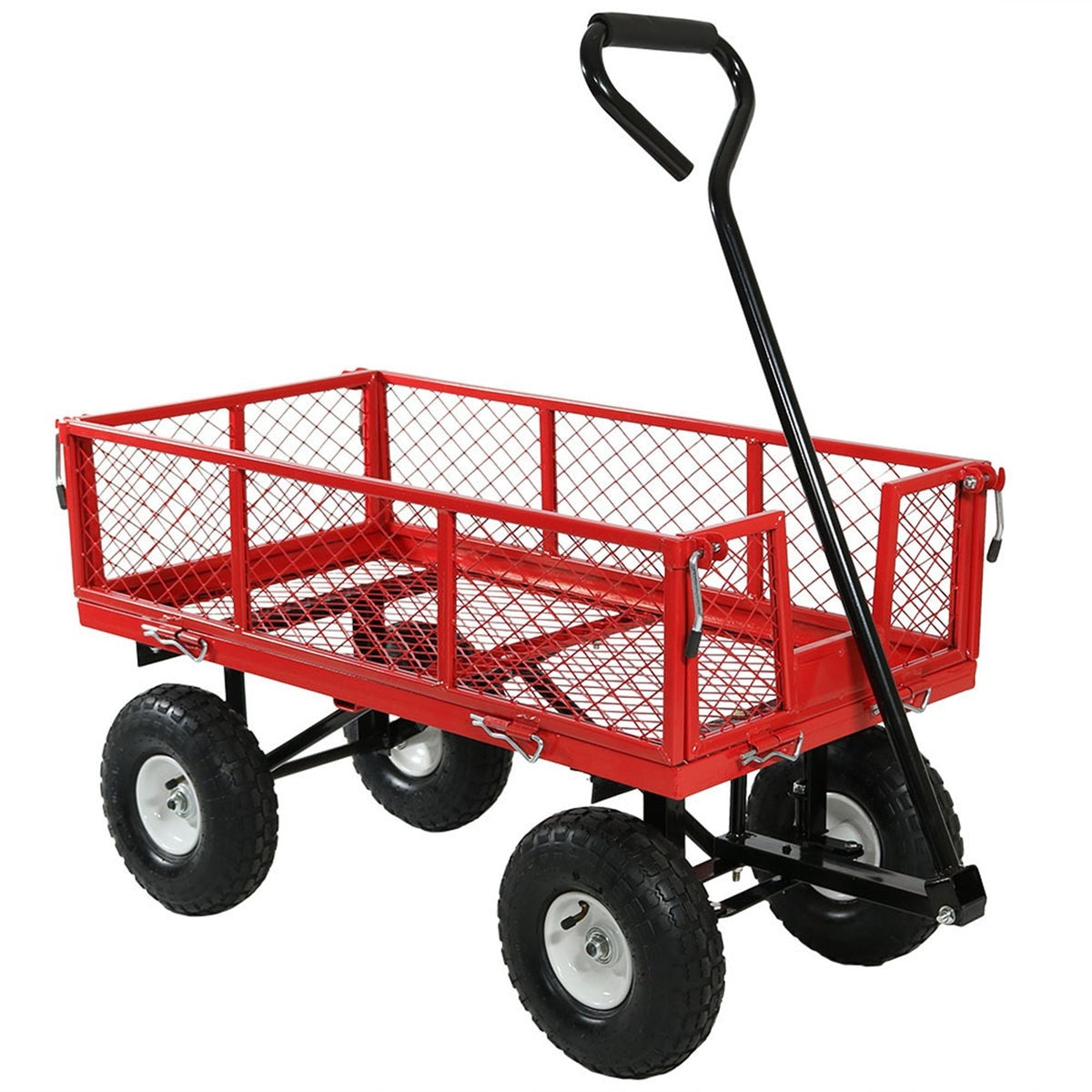 Heavy Duty Red Wheelbarrow Steel Log Garden Cart
