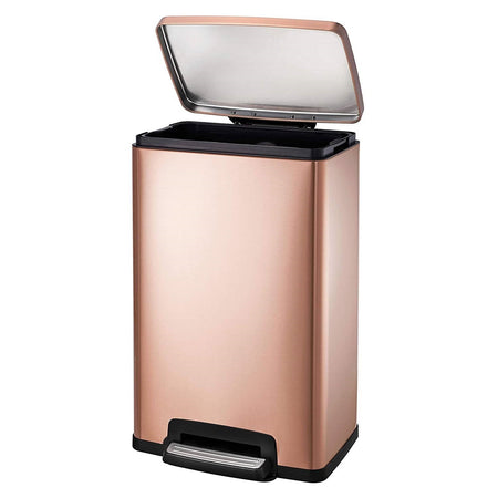 Stainless Steel 13-Gallon Kitchen Trash Can with Step Lid in Copper Rose Gold
