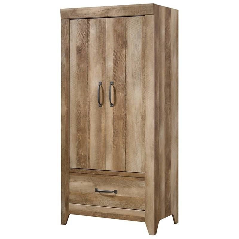 FarmHouse Modern Oak Drawer and Garment Rod Wardrobe Armoire