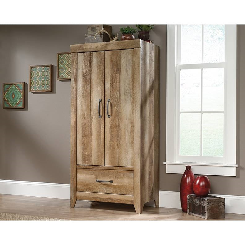 FarmHouse Modern Oak Drawer and Garment Rod Wardrobe Armoire