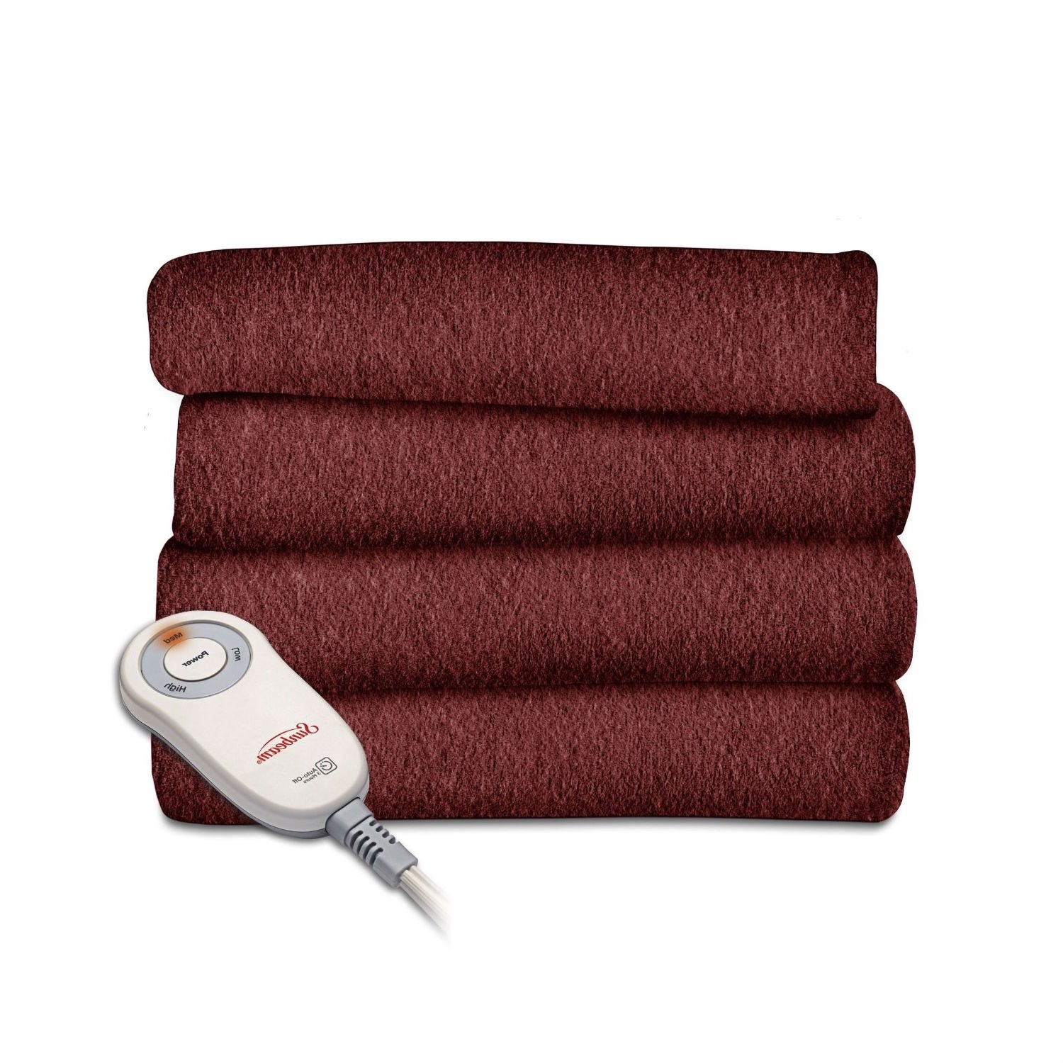 Garnet Red Soft Warm Fleece Electric Heated Throw Blanket