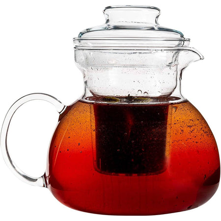 1.5 Quart Stovetop Clear Glass Teapot Kettle with Infuser and Lid