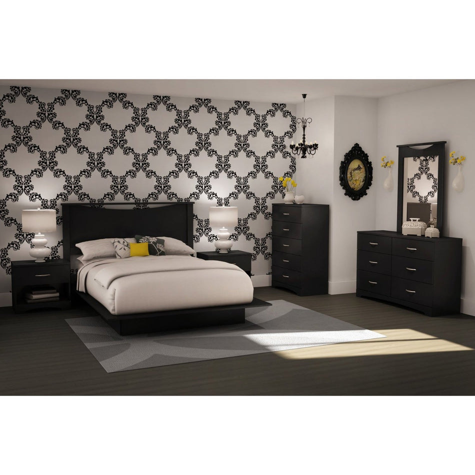 6-Drawer Dresser for Contemporary Bedroom in Black Finish