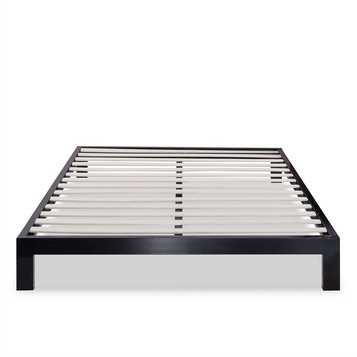 King size Modern Black Metal Platform Bed Frame with Wood Slats