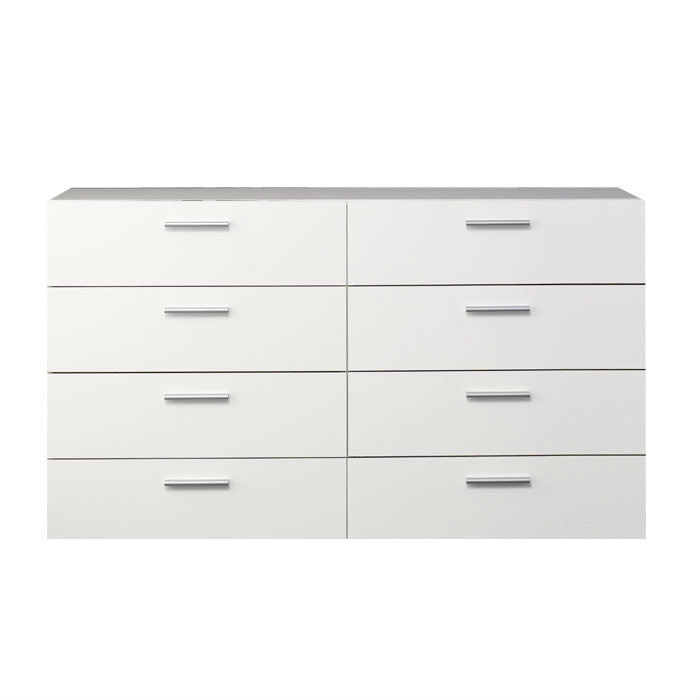 White Modern Bedroom 8-Drawer Double Dresser