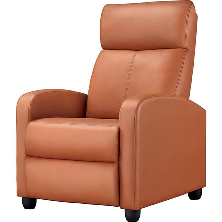 Brown High-Density Faux Leather Push Back Recliner Chair