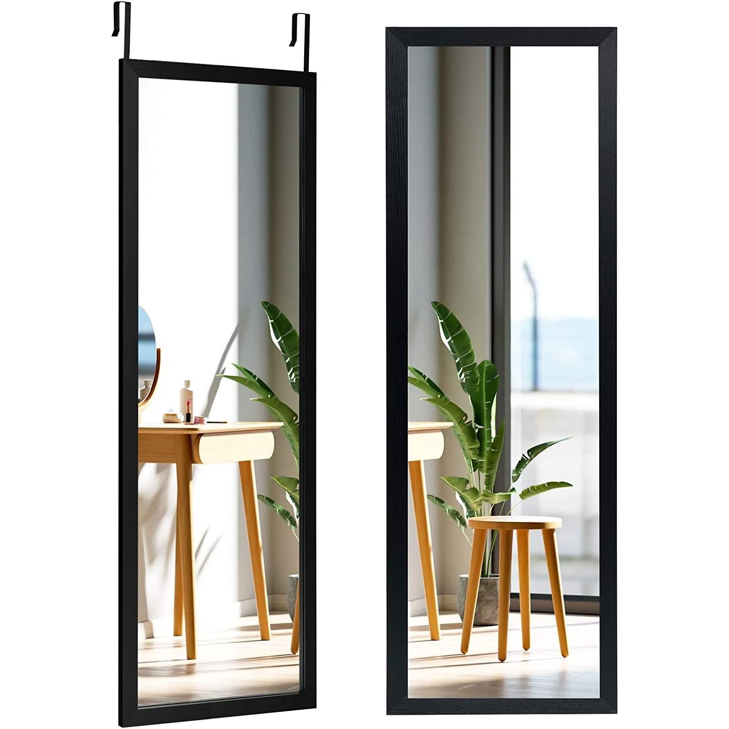 Black Full Length Bedroom Mirror with Over the Door or Wall Mounted Design
