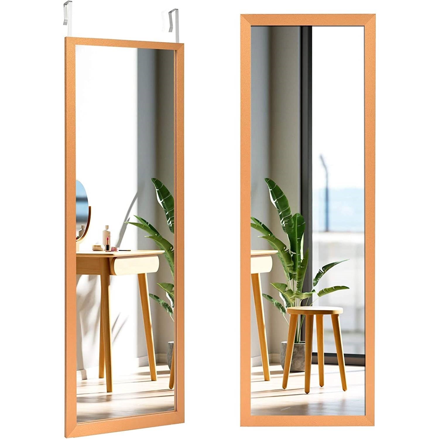Gold Full Length Bedroom Mirror with Over the Door or Wall Mounted Design