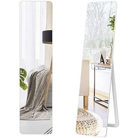 Modern Freestanding Full Length Floor Mirror with Stand or Wall Mounted