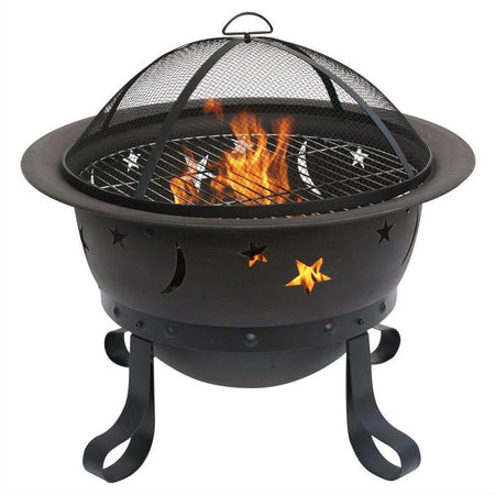 Outdoor Star Moon Steel Wood Burning Fire Pit in Bronze Finish