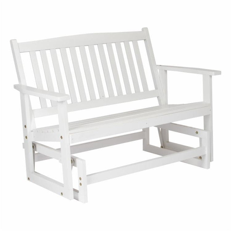 Traditional Solid Cedar White Patio Glider Swing Bench