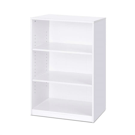 Modern 3-Shelf Bookcase in White Wood Finish