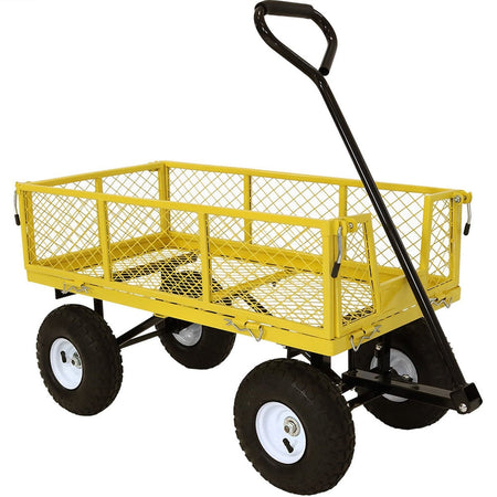 Heavy Duty Yellow Wheelbarrow Steel Log Garden Cart
