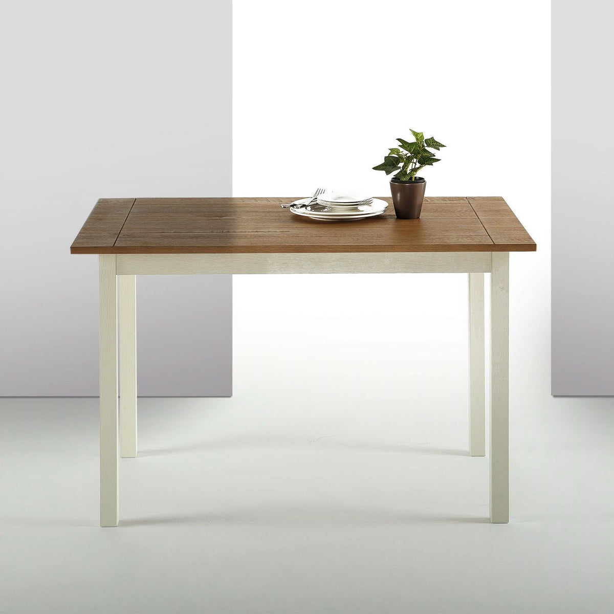 Classic Pine Wood 45 x 28 inch Dining Table with White Legs