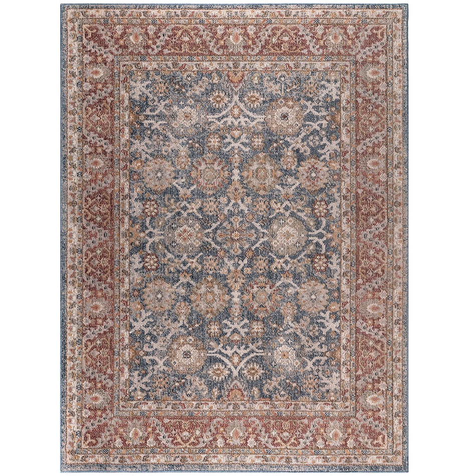 Faith Persian Bordered Traditional Woven Area Rug - Blue / Red - 5x7'