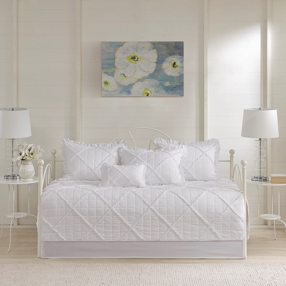 Rosie 6 Piece Reversible Daybed Cover Set - White - Daybed Size - 39" x 75"
