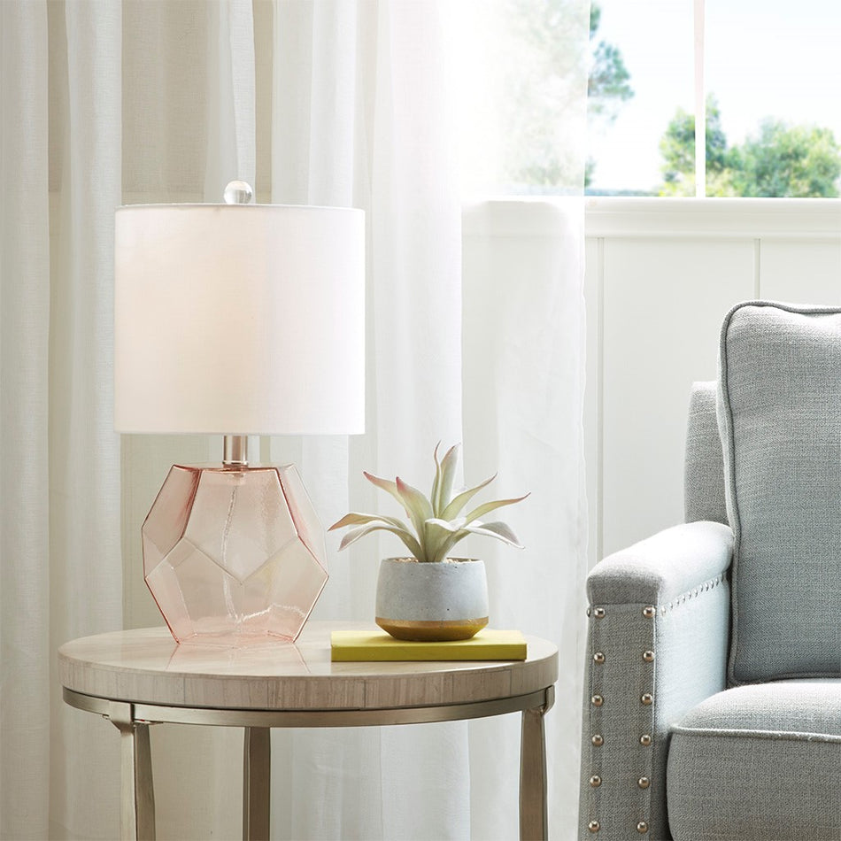 Bella Geometric Glass Table Lamp - Pink