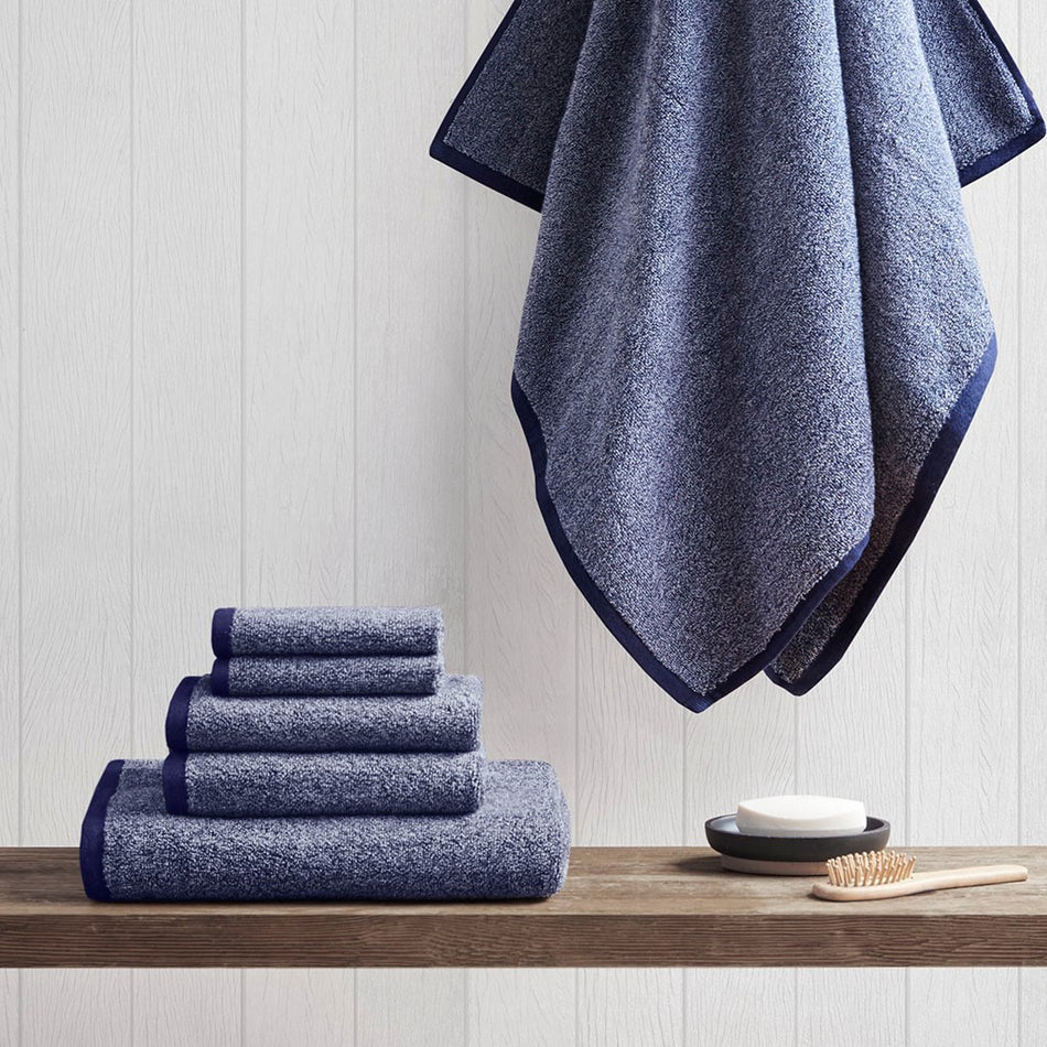 Woolrich Marle 100% Cotton Dobby Yarn Dyed 6 Piece Towel Set - Blue 
