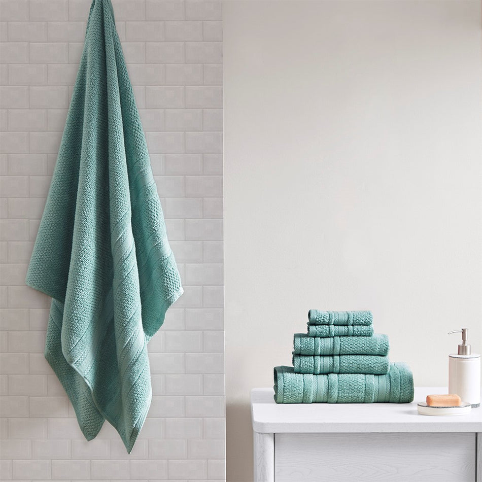 Adrien Super Soft Cotton Quick Dry Bath Towel 6 Piece Set - Teal