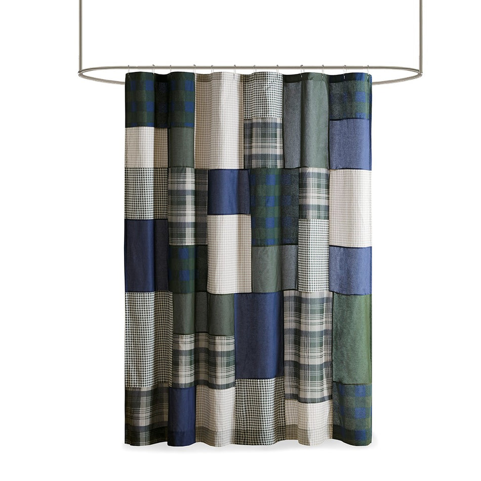 Mill Creek Pieced Cotton Shower Curtain - Green - 72x72"