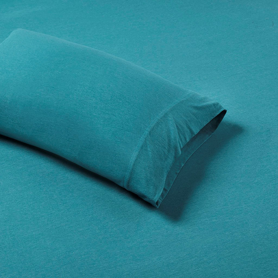 Cotton Blend Jersey Knit All Season Sheet Set - Teal - Twin Size