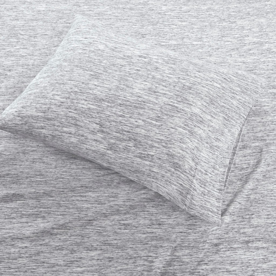 Space Dyed Cotton Jersey Knit Sheet Set - Grey - King Size