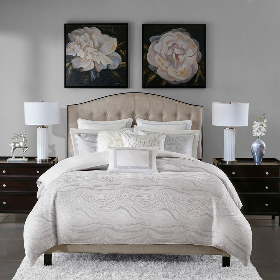 Hollywood Glam Comforter Set - White - Queen Size
