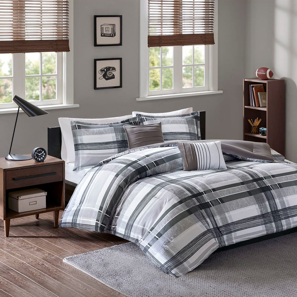 Intelligent Design Rudy Plaid Comforter Set - Black - Twin Size / Twin XL Size