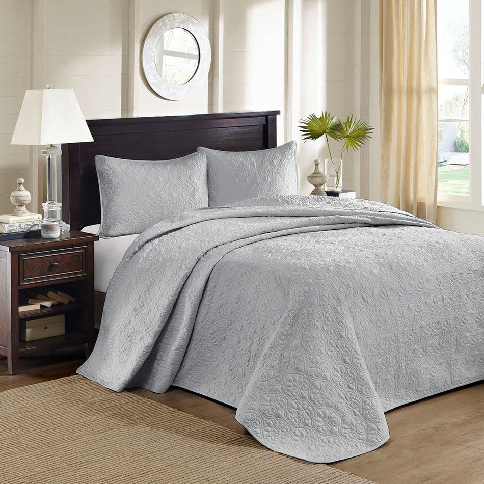Madison Park Quebec Reversible Bedspread Set - Grey - Queen Size