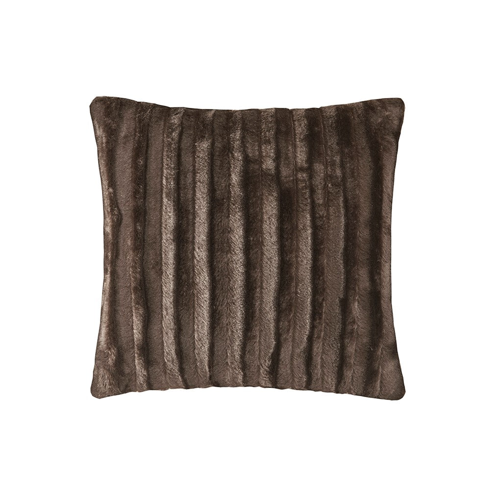 Madison Park Duke Faux Fur Square Pillow - Brown - 20x20"