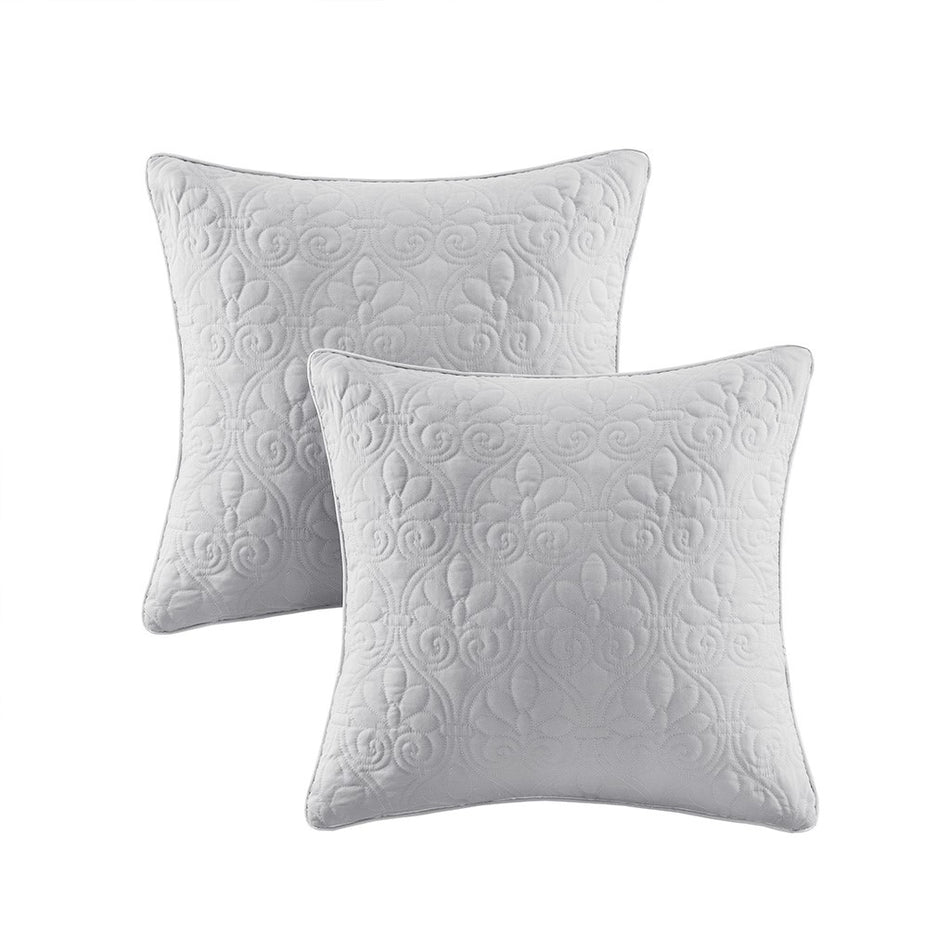 Quebec 20x20" Quilted Square Pillow Pair - Grey - 20x20"