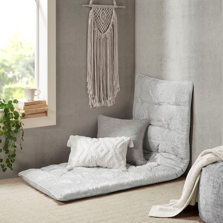 Intelligent Design Edelia Poly Chenille Lounge Floor Pillow Cushion - Grey - 27" x 74"