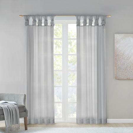 Madison Park Ceres Twist Tab Voile Sheer Window Pair - Light Grey - 95" Panel