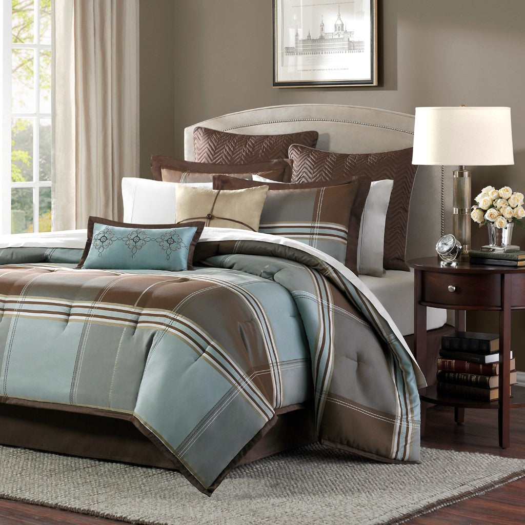 Madison Park Lincoln Square 8 Piece Comforter Set - Brown - Cal King Size