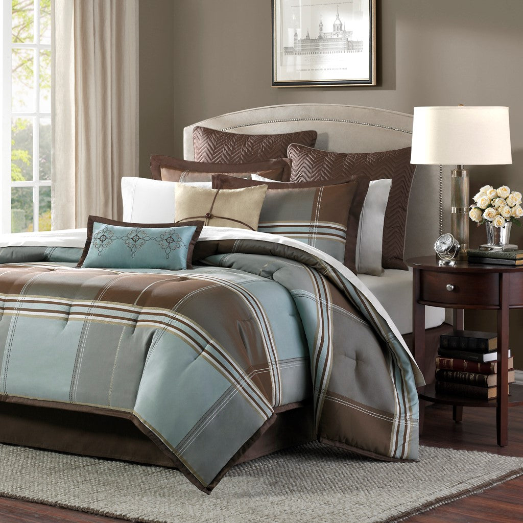 Madison Park Lincoln Square 8 Piece Comforter Set - Brown - King Size