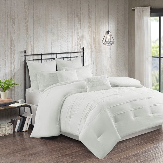 Jenda 8 Piece Comforter Set - White - Queen Size
