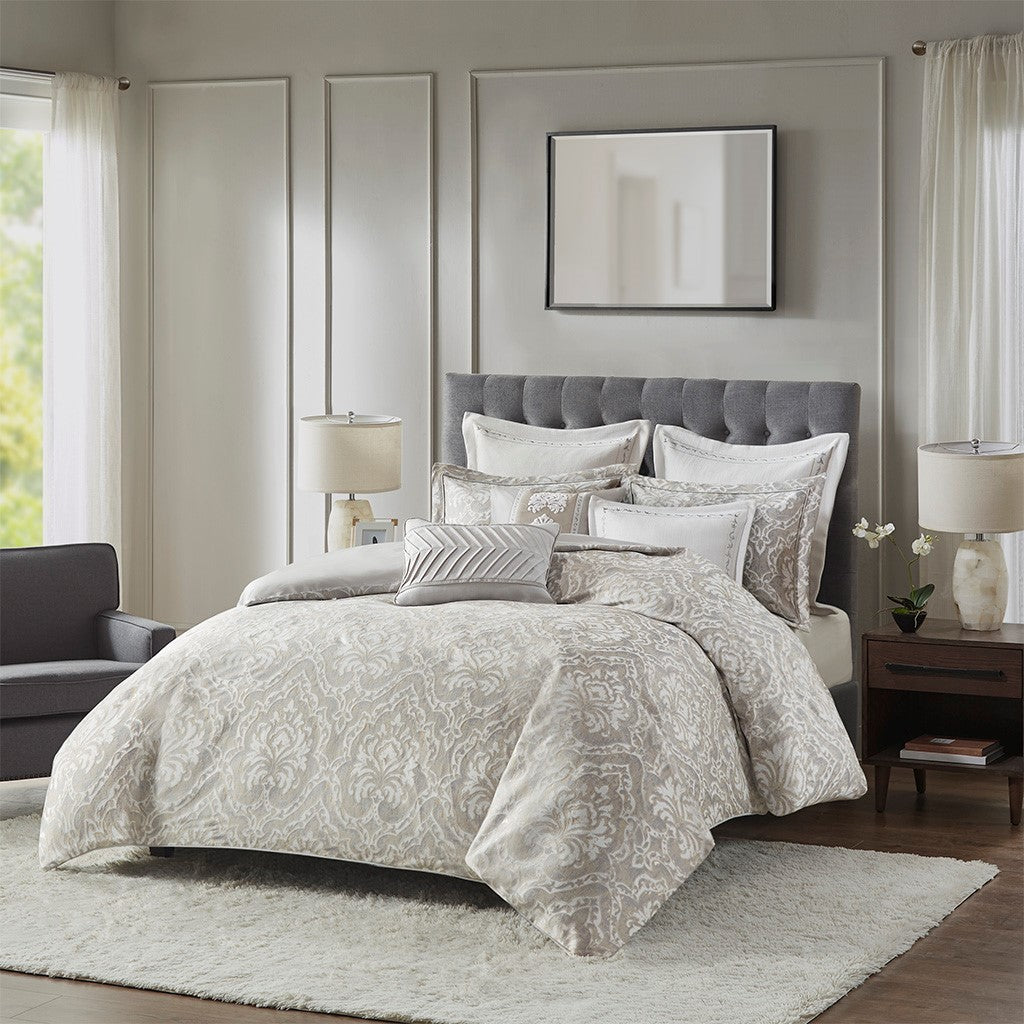 Madison Park Signature Manor Comforter King 9 Piece Set - Grey - King Size