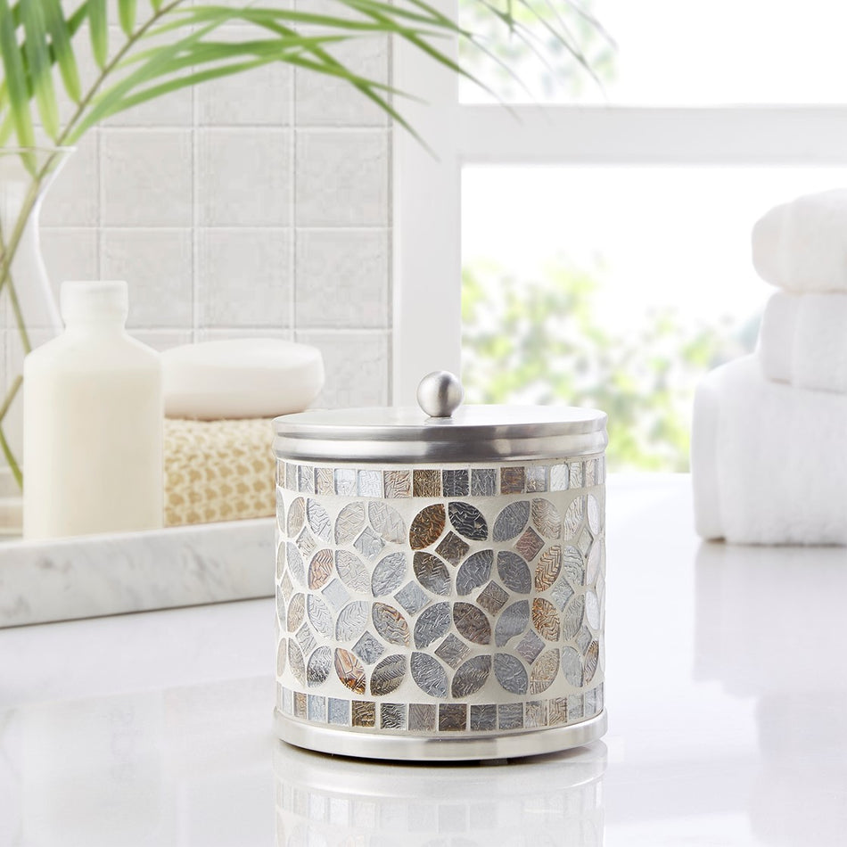 Croscill Seville Mosaic Glass Jar - Silver  - One Size Shop Online & Save - ExpressHomeDirect.com