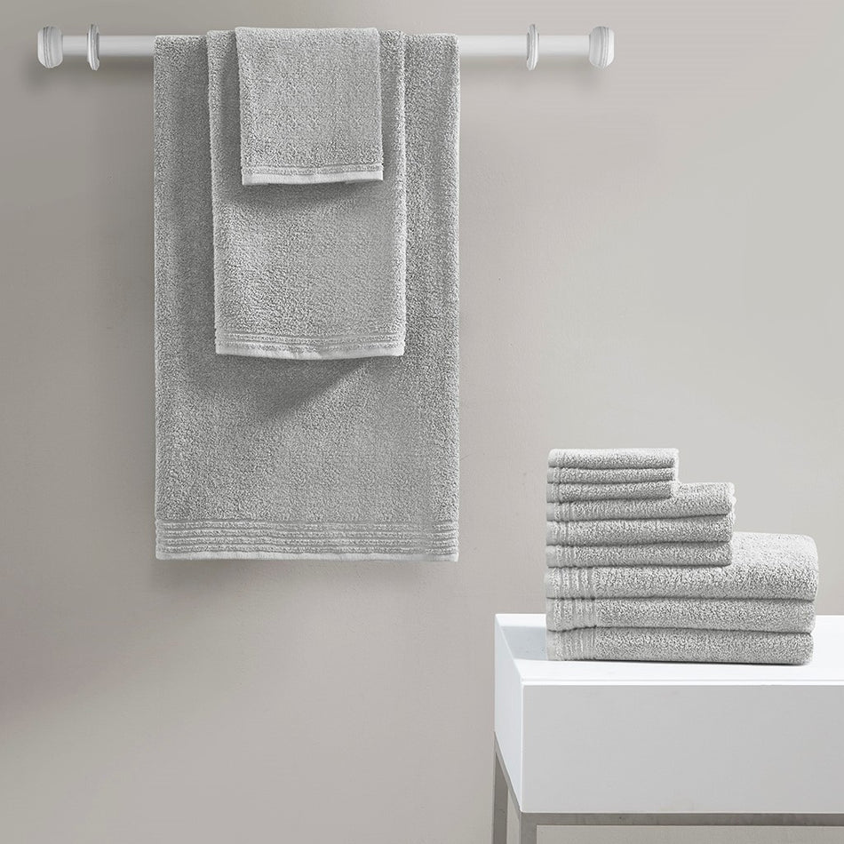 510 Design Big Bundle 100% Cotton Quick Dry 12 Piece Bath Towel Set - Silver 
