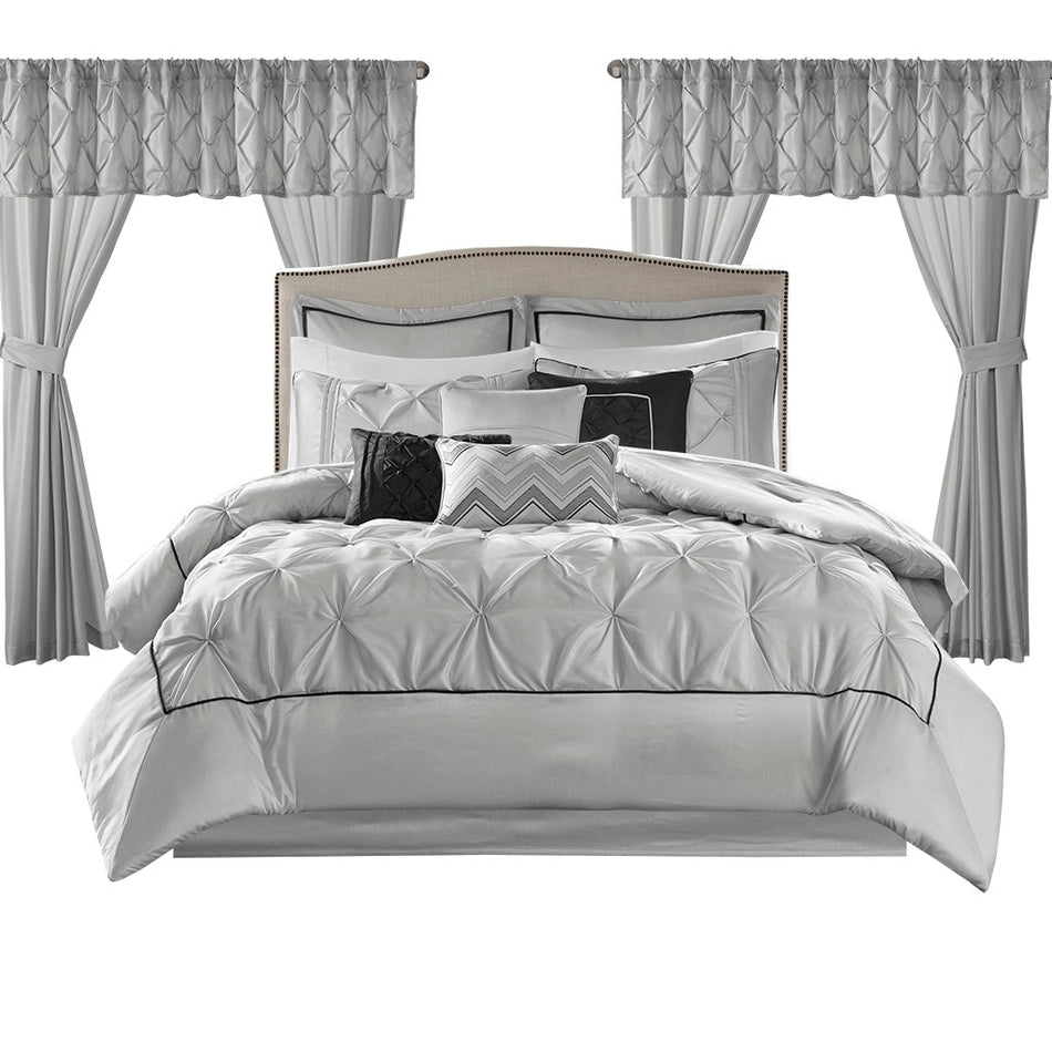 Joella 24 Piece Room in a Bag - Grey - Cal King Size