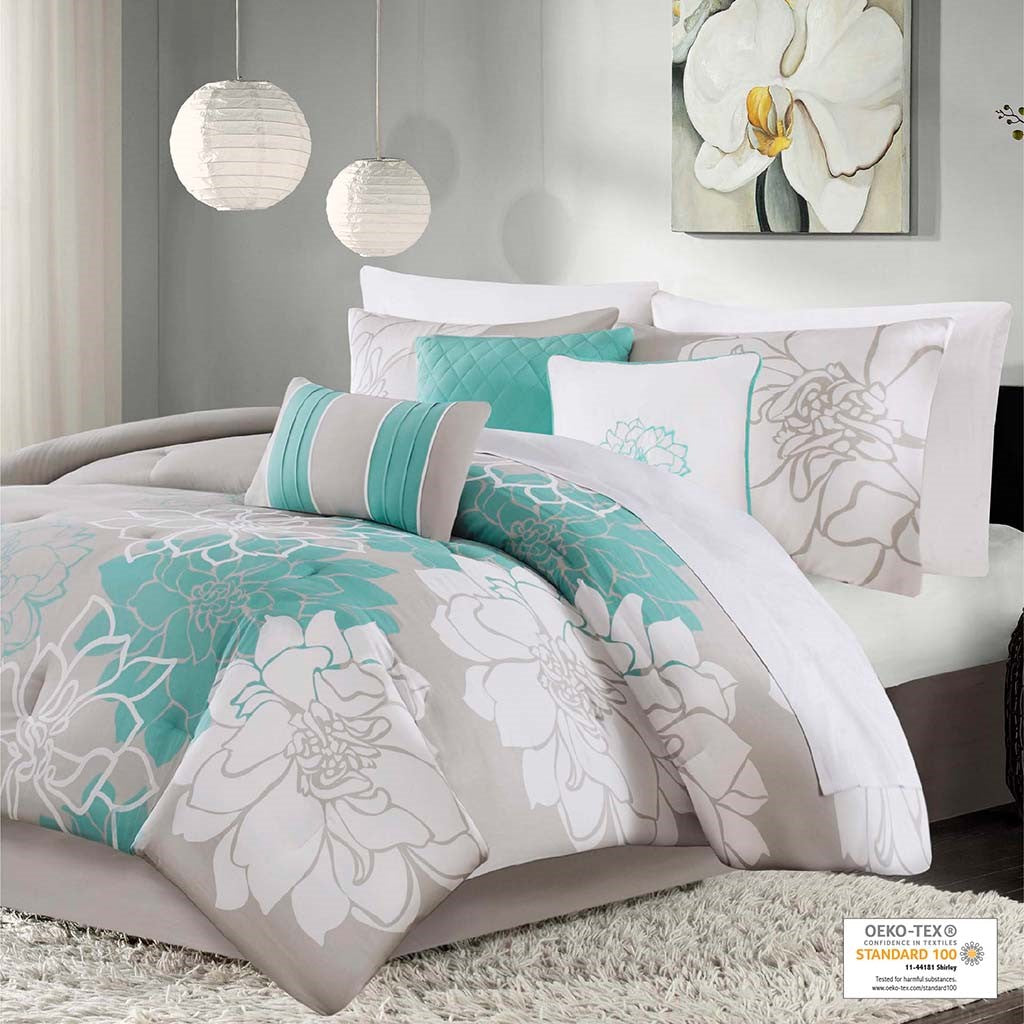 Madison Park Lola Comforter Set - Aqua - King Size