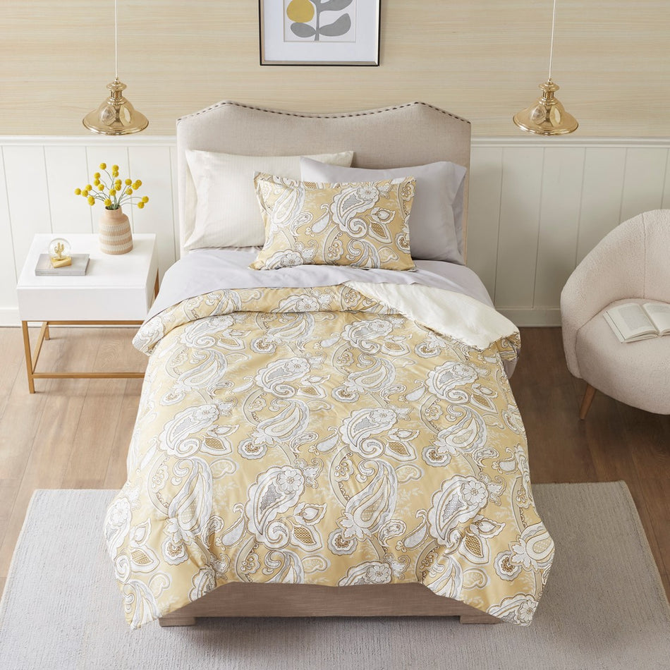 Gracelyn Paisley Print 6 Piece Comforter Set with Sheets - Wheat - Twin XL Size