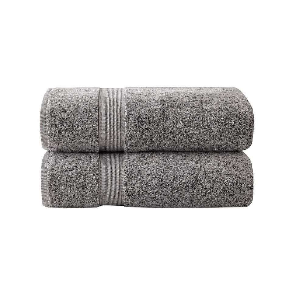 800GSM 100% Cotton Bath Sheet Antimicrobial 2 Piece Set - Grey - 34x68"