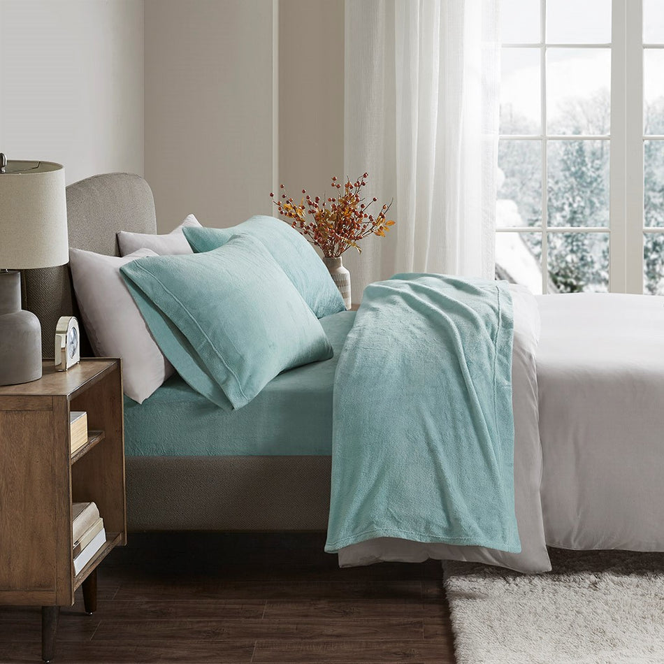 True North by Sleep Philosophy Soloft Plush Sheet Set - Aqua - Full Size