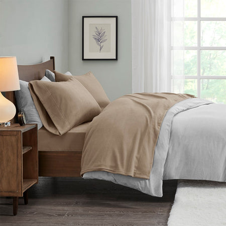 True North by Sleep Philosophy Micro Fleece Sheet Set - Brown - Queen Size