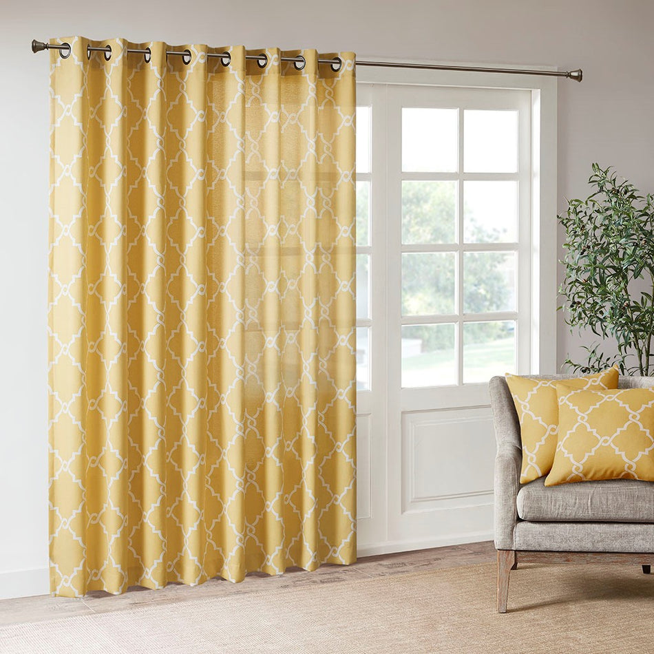Saratoga Fretwork Print Patio Window Curtain - Yellow - 100x84"