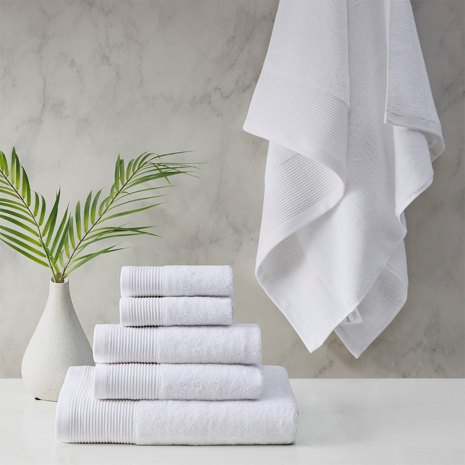 Beautyrest Nuage Cotton Tencel Blend Antimicrobial 6 Piece Towel Set - White 