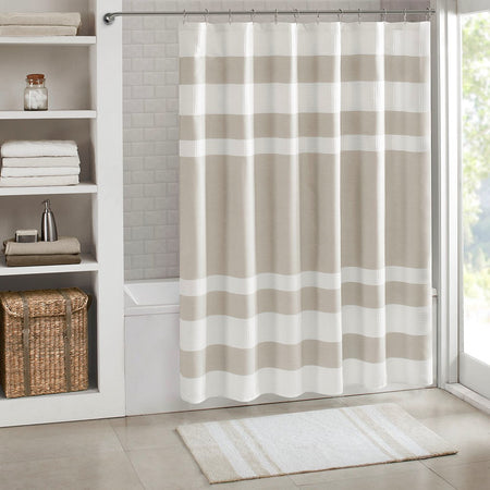 Madison Park Spa Waffle Shower Curtain with 3M Treatment - Taupe - 108x72"