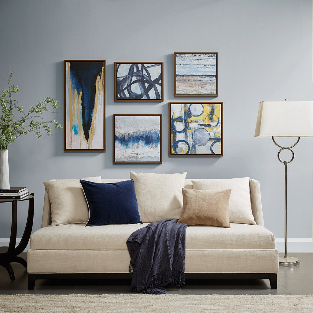 Madison Park Blue Bliss Gallery Art 5 Piece Set - Natural 