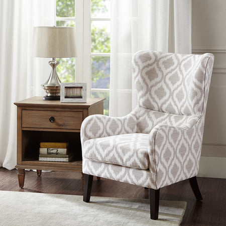 Madison Park Arianna Swoop Wing Chair - Grey / White 